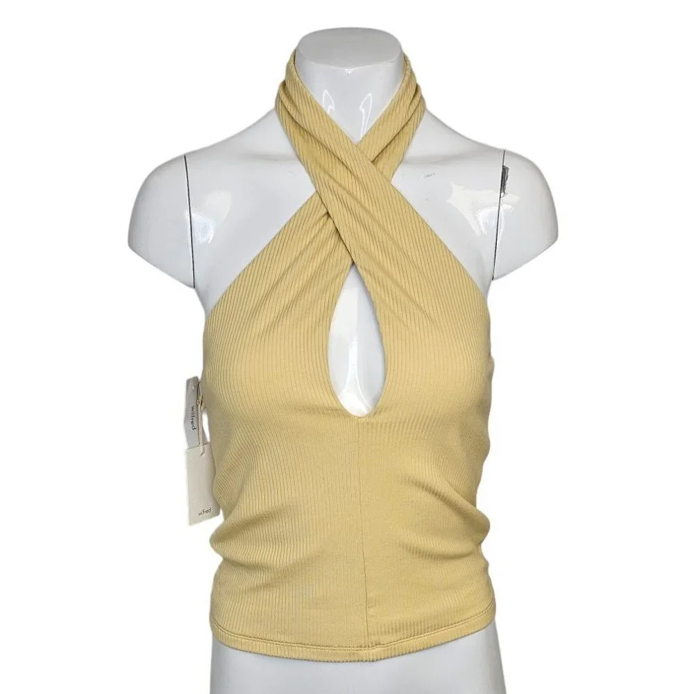 Aritzia Wilfred Bay Top Size Medium Cross Front  Peekaboo RIbbed Halter